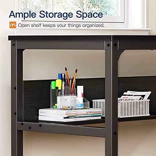 Coleshome Computer Desk with Bookshelf, 47 inch Home Office Desk with