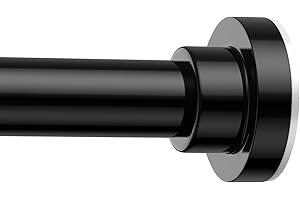 AIZESI Black Tension Curtain Rod for Window 32-64 Inch Spring Loaded Curtain Rods No Drilling Spring Tension Rod Adjustable Curtain Rods for Door Closet Doorway Kitchen Bathroom