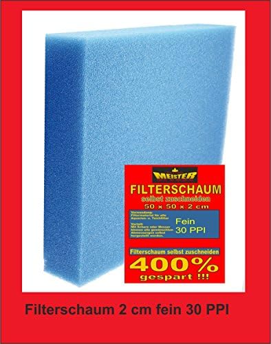 Sahawa 40205 Filter Foam Fine, 30 ppi, Filter Plate Blue 50 x 50 x 2 cm, aquarium filter Pond Filter Filter Accessory