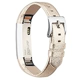 iGK For Fitbit Alta Bands/Fitbit Alta HR Bands, Genuine Leather Replacement Bands for Fitbit Alta/Fitbit Alta HR Gold