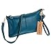SEALINF Women's Cowhide Leather Clutch Handbag Small Shoulder Bag Purse (acid blue)