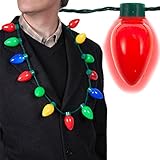 LED Light Up Christmas Bulb Necklace String Light Party Favors for Adults or Kids Holiday Xmas