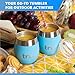 Outdoor Vacuum Insulated Wine Tumblers with Lids (Set of 2), Stainless Steel Glasses 8oz - Double Wall Stemless Metal Cup - Travel, Camping, Lightweight, Unbreakable, Portable, BPA Free