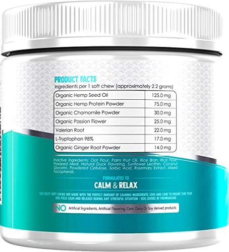 [PremiumCare] 강아지 불안,분리,짖음,스트레스,천둥번개 도움 간식Made In USA - 120 Chews