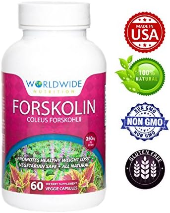 Worldwide Nutrition Pure Forskolin Extract for Weight Loss, 20% Standardized, 60 Veggie Capsules