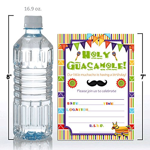 Fiesta Holy Guacamole Muchacho Birthday Celebration Invitations for Boys, Ten 5"x7" Fill In Cards with 10 White Envelopes by AmandaCreation - Thumbnail 3