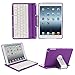 Luxmo Aluminum 360 Swivel Rotating Stand Case Cover Built-in Bluetooth Keyboard for Ipad Mini & iPad Mini with Retina Display Purple