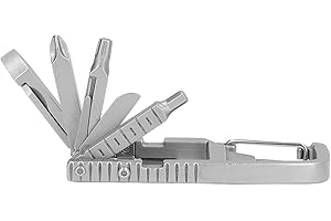 Keychain Multitool 12 in 1 Stainless Steel Folding Multi Tool Screwdriver Bit Box Opener Bottle Carabiner Mobile Phone Holder