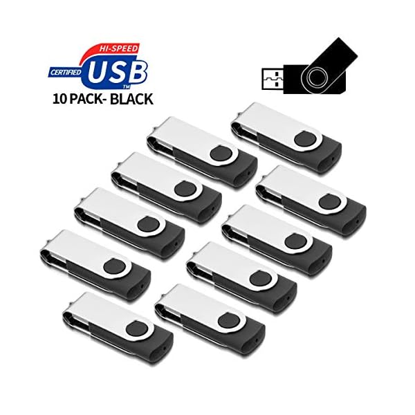 USB Sticks 4GB 10 Stück, AreTop Speicherstick Rotate Metall High Speed USB 2.0 Flash Drive (Schwarz)