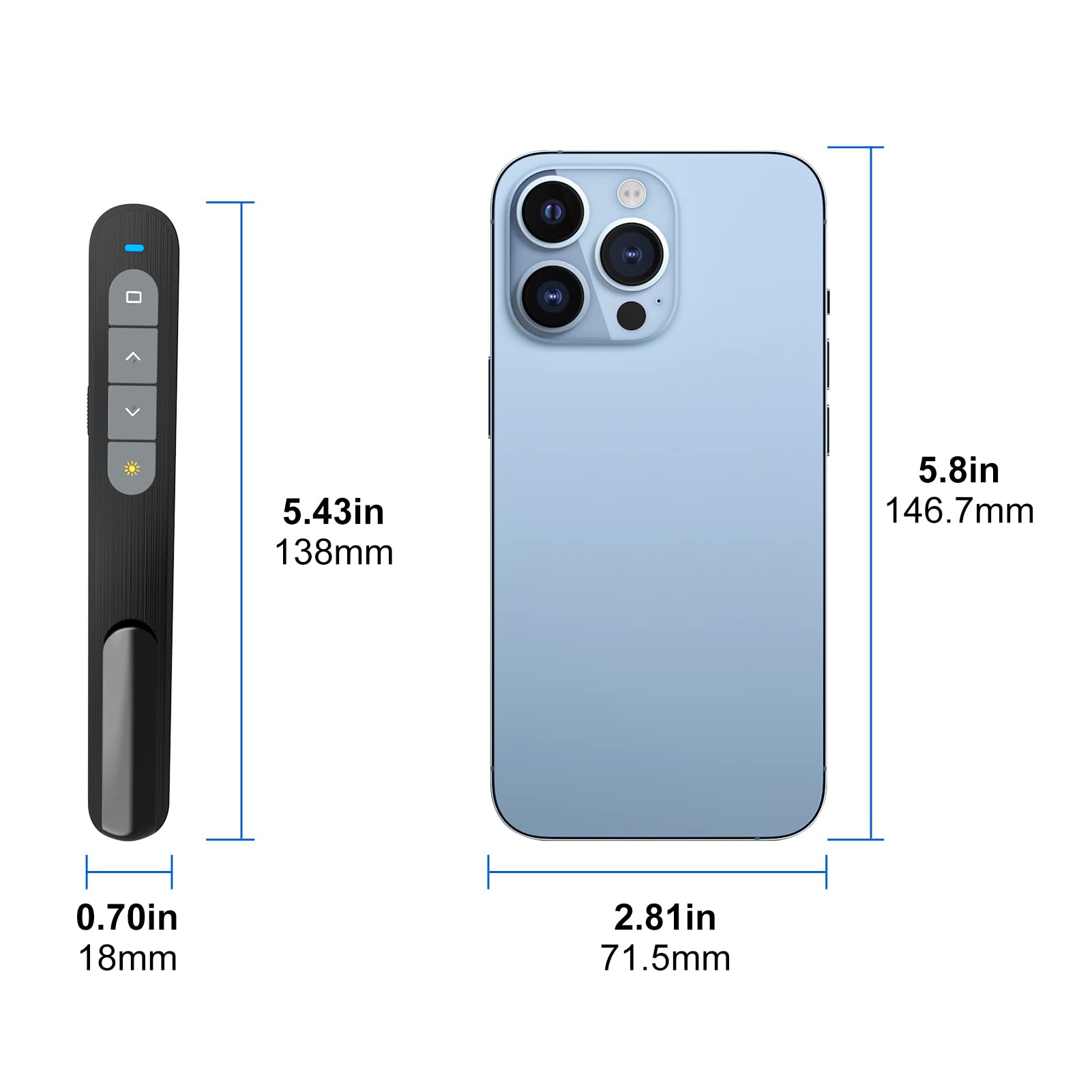 Presentation Clicker with Laser for Powerpoint, Wireless Presenter Remote 5mW 3a Laser, Slide Advancer for Slide Show, Clicker for PPT/Keynote/Google Slides/Classroom/MacBook/Mac/Windows