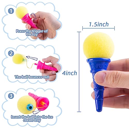 3 otters 24PCS Ice Cream Shooters Toys, Ice Cream Toys for Kids 4 Inch Ice Cream Foam Ball Launcher for Carnival Prizes Birthday Party Favors