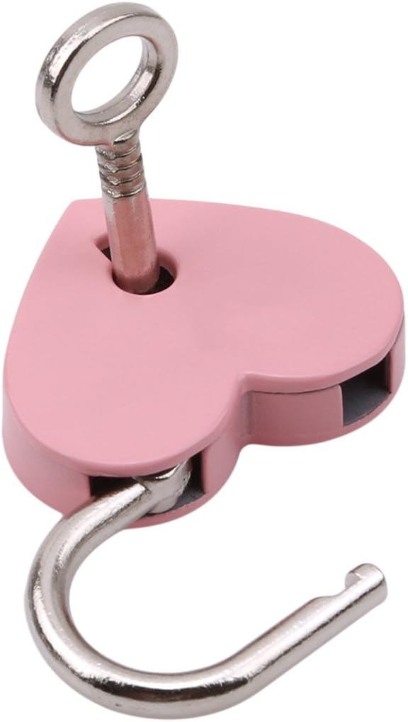 Rurah Cute Heart Shape Padlock, Heart Love Pad Locks with Key for Luggage Handbag Diary Valentine's Day Gift,Pink