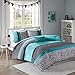 Mi-Zone Comforter Bed Set Teen Bedding Modern Teal Black Animal Print Girls Bedspead Update Home (TWIN XL)