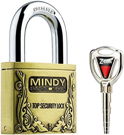 Mindy Anti-Theft Hard Steel Keyed Padlocks High Security Bronze Vintage Locks with Keys A4-40 by Mindy