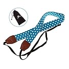 Nine States Top Quality Soft Cotton Polka Dots Print Universal Adjustable Camera Camcorder Shoulder Neck Strap Belt with Harness Adapter Fits for DSLR Camera Nikon Canon Panasonic Sony Samsung Olymplus Fujifilm (Sky Blue)(AR-002 Series)