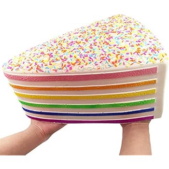 Ganjiang Giant Squishy Toys Jumbo Soft Slow Rising Squishies Collection Gift Stress Reliever (Rainbow Cake)