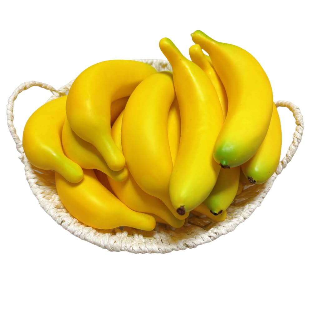 Photo 1 of 15pcs Fake Individual Banana, Artificial Yellow Bananas Lifelike Simulation Fake Fruit Home House Kitchen Decoration