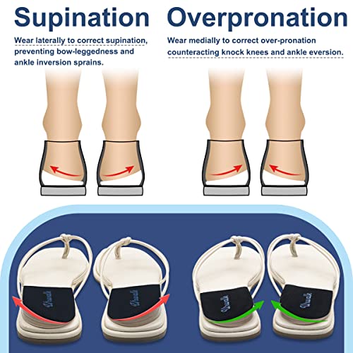 3 Layers Adjustable Supination & Over - Pronation Adhesive Corrective Gel Shoe Inserts, Medial& Lateral Heel Wedge Lifts for Foot Alignment, Knock Knee Pain, Bow Legs, Osteoarthritis(Black)