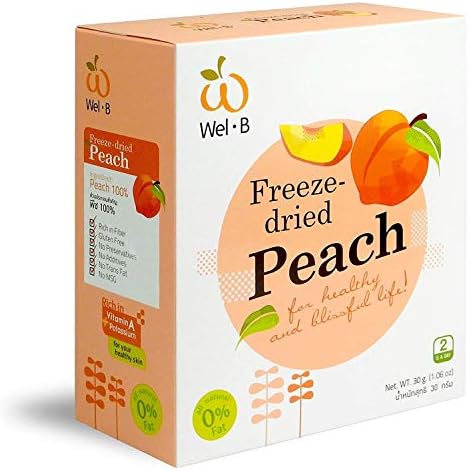 Crispy Freeze-Dried Peach Healthy Fruit Snack 100% All Natural Oil-Free 30g. (1.06 Oz)