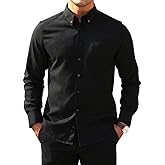 Demofair Men's Classic Oxford Shirt Solid Long Sleeve Button Down Casual Woven Shirts with Pocket