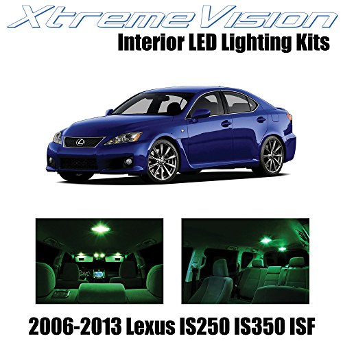 XtremeVision Lexus IS250 IS350 ISF 2006-2013 (14 Pieces) Green Premium Interior LED Kit Package + Installation Tool Tool