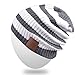 Rotibox Washable Winter Mens Womens Hat Strip Bluetooth Beanie Cap w/Wireless Headphones Mic Hands Free Rechargeable Battery for Outdoor Sports Skiing Snowboard Skating Camping, White