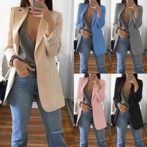 Minetom-Damen-Elegant-Langarm-Blazer-Sakko-Einfarbig-Slim-Fit-Revers-Geschft-Bro-Jacke-Kurz-Mantel-Anzge-Bolero-mit-Tasche