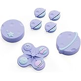 GeekShare Cross D-Pad Button Caps Thumb Grip Caps Set Compatible with Switch 2, ABXY Key Buttons Sticker Cover Caps for Switch 2 - Purple Planet