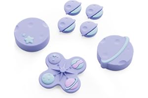GeekShare Cross D-Pad Button Caps Thumb Grip Caps Set Compatible with Switch 2, ABXY Key Buttons Sticker Cover Caps for Switch 2 - Purple Planet