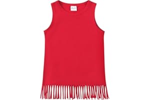 Noomelfish Girls Fringe Tank Tops Cotton Summer Sleeveless Shirts (5-12 Years)