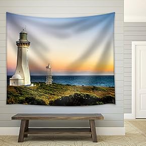 The Lighthouse in The Sunset - Fabric Wall Tapestry Home Decor - 51x60 inches