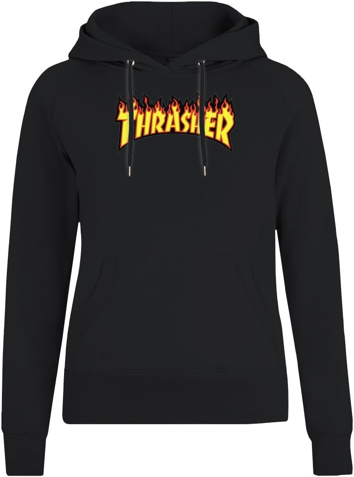 Thrasher Jacket Jumper Pullover with Hoodie for Women - 100% Soft Cotton DTG Printing Womens Clothing