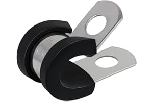 JWGJW Stainless Steel Cable Clamp 100 Pack 5/16 Inch,Rubber Cushioned Insulated Clamp,Automotive Wire Pipe Clamp For Pipe or Wire Cord Installation