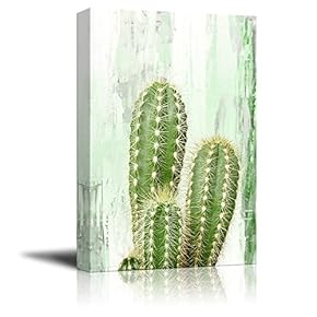 Canvas Print Wall Art - Cactus on Retro Style Background - Gallery Wrap Modern Home Art | Ready to Hang - 12x18 inches