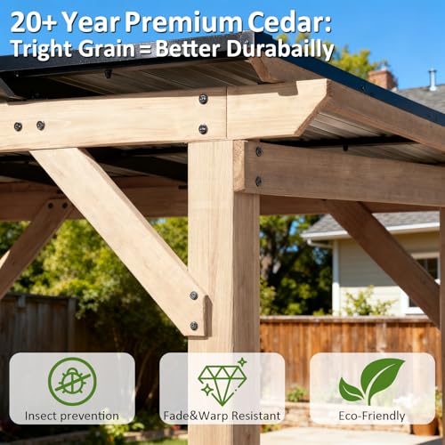 CHARMELEON Cedar Wood Gazebo Review: 10x12 Permanent Hardtop Grill Pavilion image 29