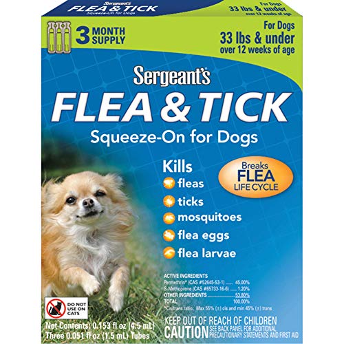 Sergeant's Flea and Tick Squeeze-On, Dog, Under 33-Pound