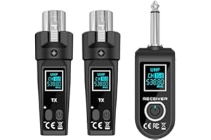UHF Wireless Microphone System with XLR Transmitter and Receiver, 30-50m Range Frequency Response, 110dB Dynamic Range for Dy