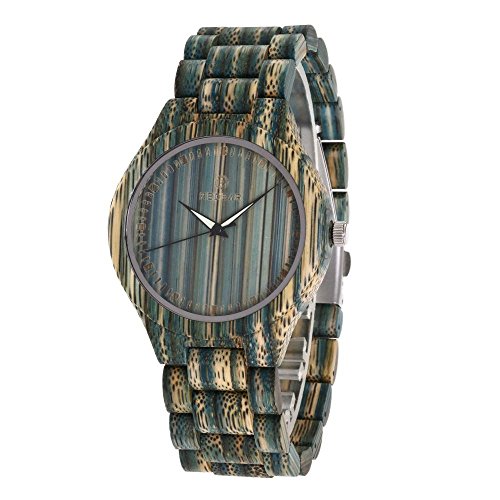 Bamboo Wristwatch, Daily Casual Watches with Adjustable Folding Clasp Bamboo Band - Red, Green, Gray (Gray-Men)