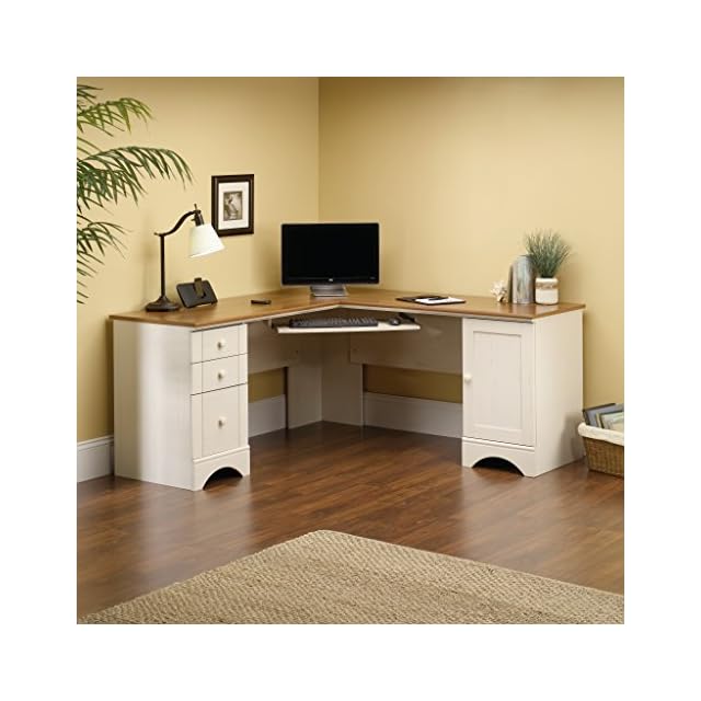 Sauder Harbor View Computer Desk, Antiqued White finish LAVORIST