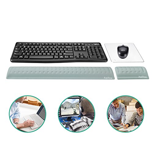 Aelfox Memory Foam Keyboard Wrist Rest&Mouse Pad Wrist Support, Ergonomic Design For Office, Home Office, Laptop, Desktop Computer, Gaming Keyboard (Black 17.382.760.86inch) - Thumbnail 4