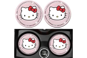TUINS 2PCS Bling Car Cup Coaster,Silicone Non-Slip Pads for Cup Holder Car Coasters,Cute Pink Bling Car Interior Accessories for Women and Girls