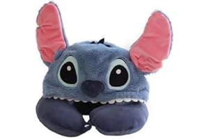 Finex Stitch Monster U-Shape Travel Home Car Neck Pillow for Kids Head Rest Driving Seat Cushion Cute Soft Comfy Cartoon Auto Accessories