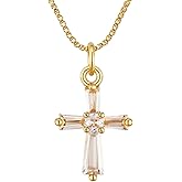 NFINITYRE Cross Necklace for Women, 18K Gold Plated Hypoallergenic & Cubic Zirconia Pendant, Elegant Clavicle Chain for Daily Wear & Gifting