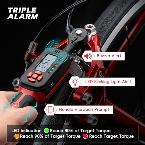 MOVECRAB 1/4 Inch Digital Torque Wrench Set for Bicycle 1.5-30 Nm, S2 Steel, Accuracy ±2%, Includes Brake Keys 8/10 mm, Extension and Sockets for MTB/Road