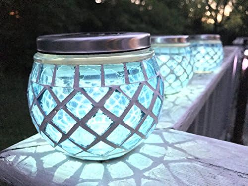 Solar Mosaic Aquamarine Lanterns-Set of 3