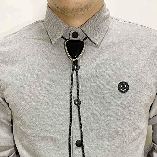 XGALBLA Bolo tie Black Stone Vintage Native American Triangle for Men - Thumbnail 5