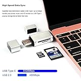 New Aluminum Shell USB 3 in 1 Card Reader Adapter For USB-C / USB-A / Micro-USB Port with OTG Function Reader. (USB-C-Silver)