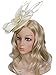 Vijiv Women Vintage Derby Fascinator Hat Pillbox Headband Feather Cocktail Tea Party, Beige, One Size