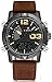 Tonnier Genuine Leather Brown Band Analog Digital LED Dual Time Display Alloy Matte Watchcase Mens Watch