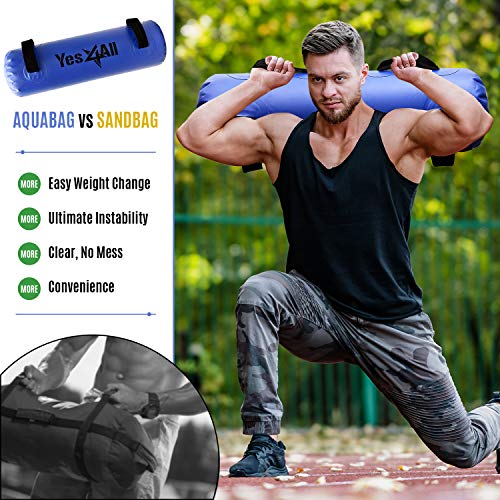 Yes4All Large Aqua Bags for Workout 45-80lbs - Ultimate Core Water Weights Aqua Bag - Portable Stability Fitness - Perfect Agility, Durability for Indoors and Outdoors - Clear & Dark Blue